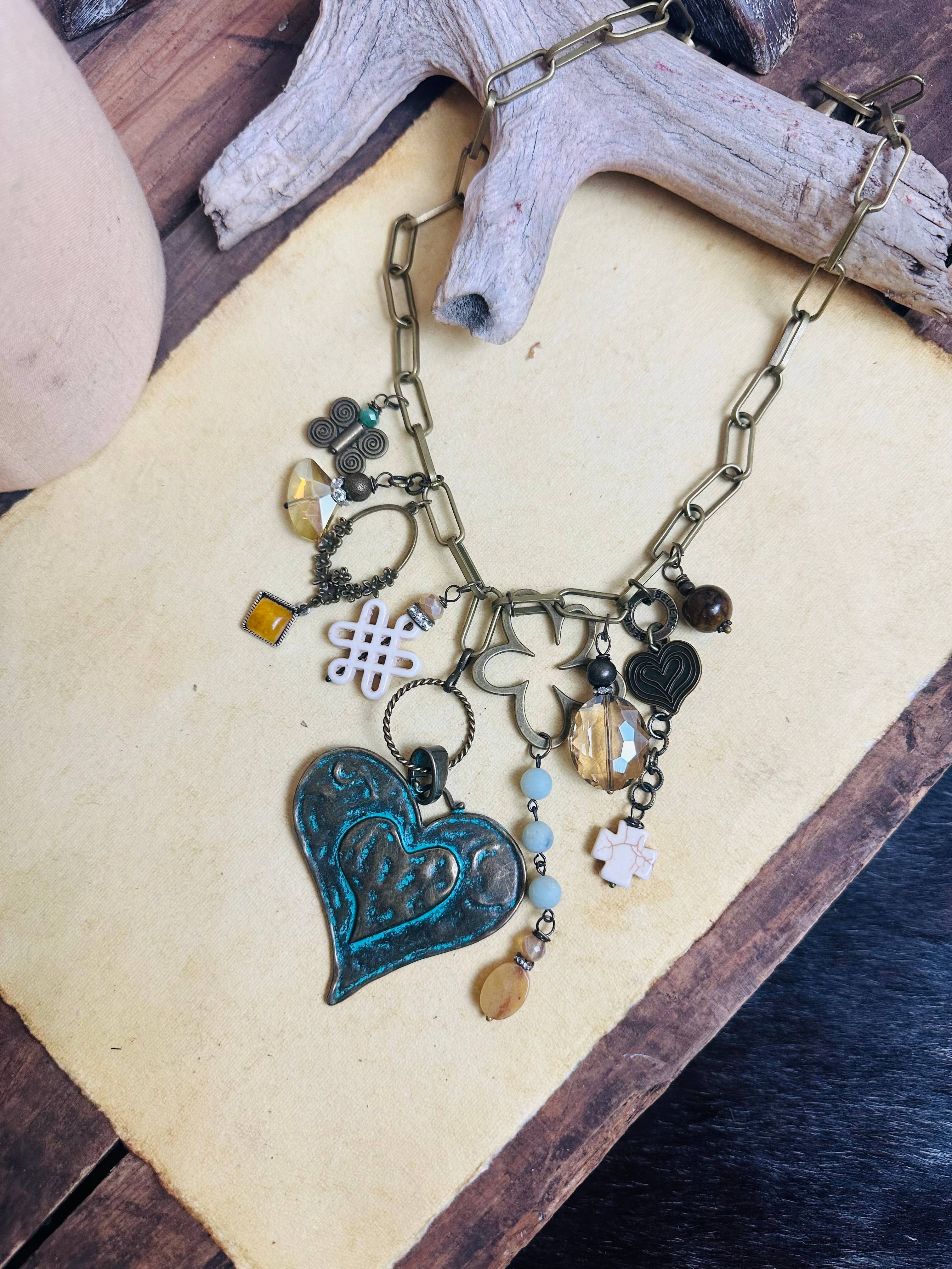 Scooples Jewelry - Wholesale Pendant/Charm Necklace - Gypsy Junk Original-Heart Natural Neck2