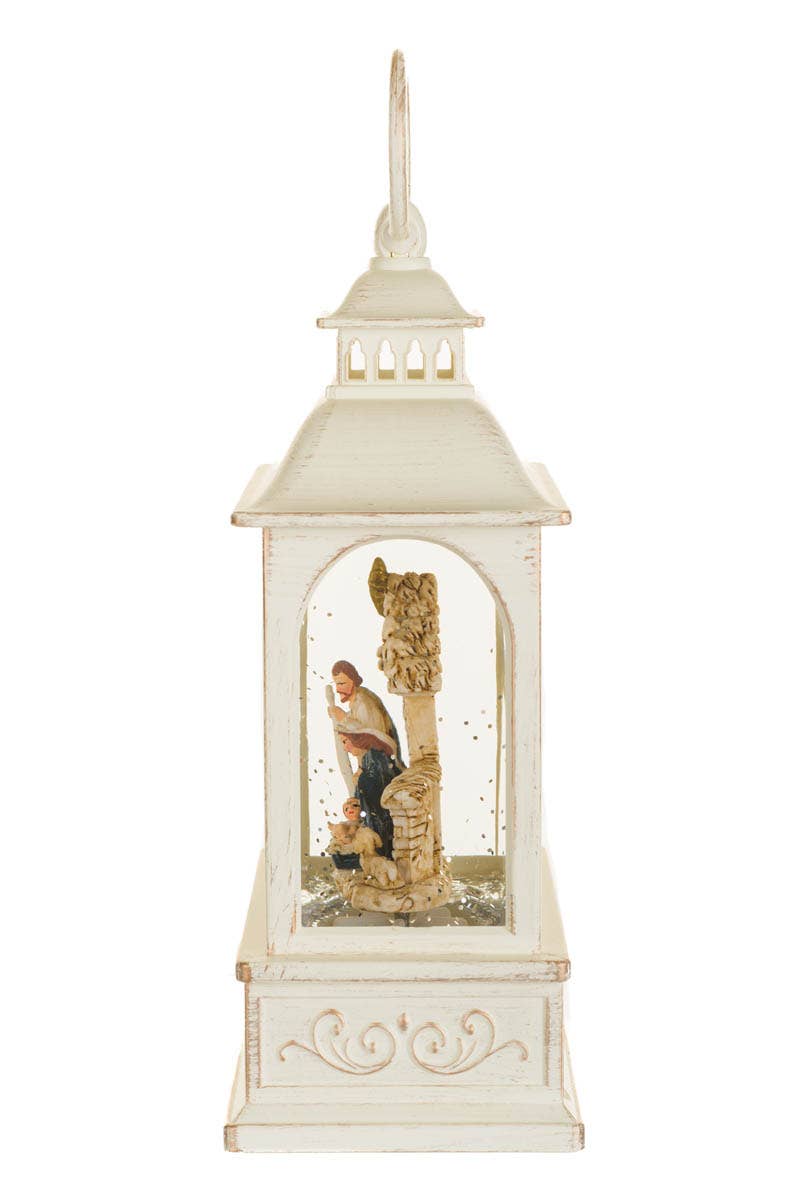 Starlight Collection - Wholesale Decorative Tabletop Object - Musical White Led Lantern Snow Globe With Nativity Scene3
