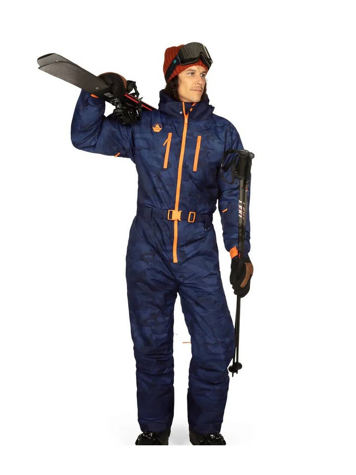 Tipsy Elves - Wholesale Ski Suit - Men's - Men's Camouflage Freestyler Snow Suit - Blue Camo Ski Suit