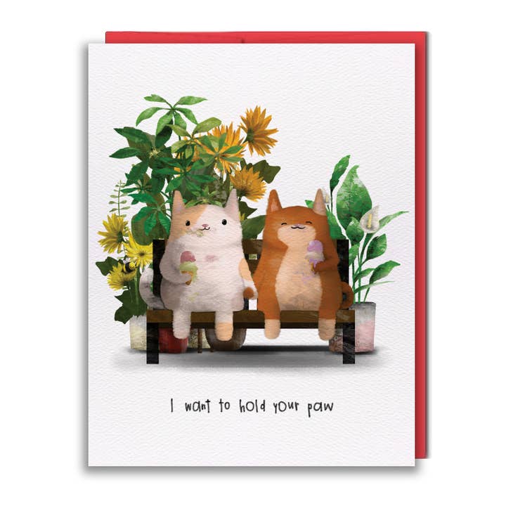 Greeting Card - Cats Hold Paws V2 for wholesale by studio vcky