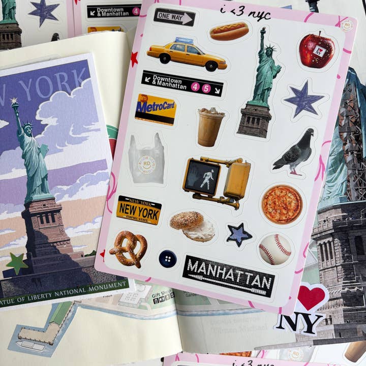 ReggieDesignCo - Wholesale Sticker - New York Junk Journal 5x7 Sticker Sheet
