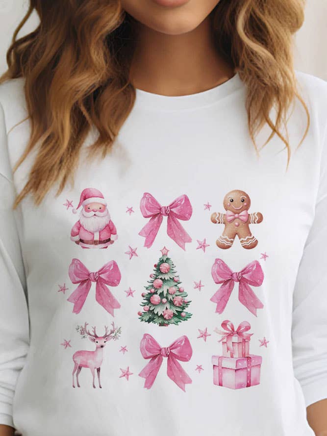 T-shirt rose à manches longues Coquette de Noël pour la vente par Top Avenue
