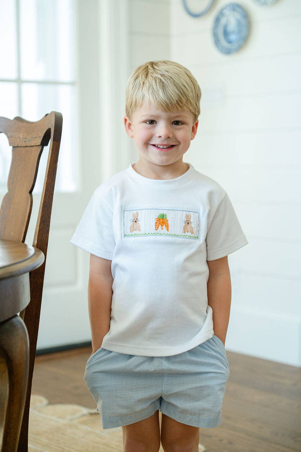 Ruth and Ralph - Wholesale Top & Short Set - Kids - Easter Bunny and Carrots Smocked Beau T-Shirt/Shorts Set4