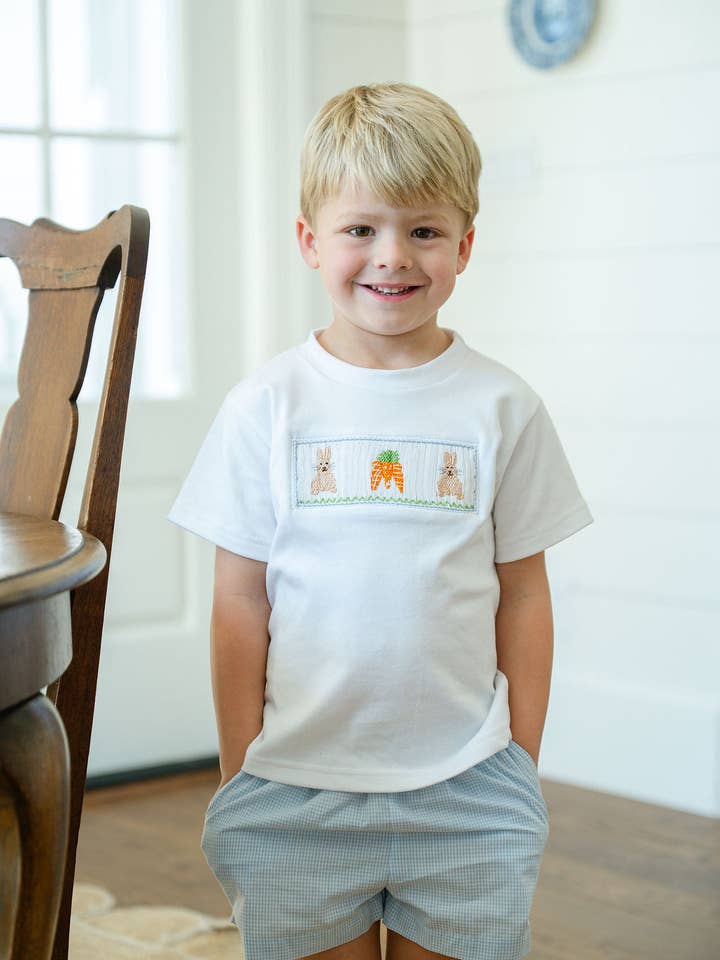 Ruth and Ralph - Wholesale Top & Short Set - Kids - Easter Bunny and Carrots Smocked Beau T-Shirt/Shorts Set4