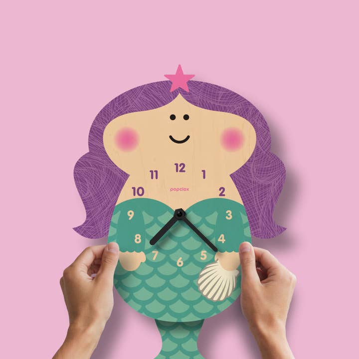 Popclox - Wholesale Wall Clock - Mermaid Pendulum Clock - Wood1