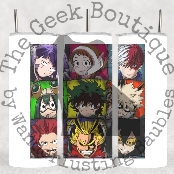 MHA Square Character Collage Anime Manga Tumbler for wholesale by The Geek Boutique