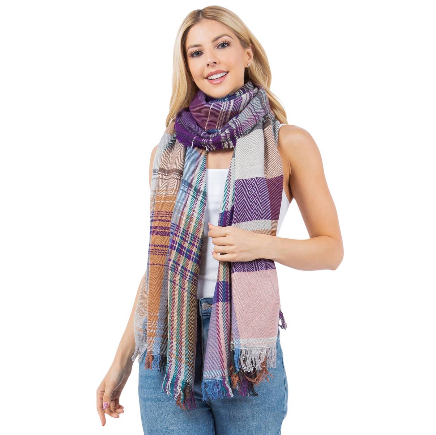 The Magic Scarf Company – wholesale Halsduk - Dam – 98B1 - Flerfärgad rutig halsduk/sjal2