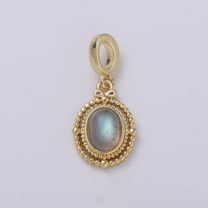 Pingente geométrico oval ousado em ouro preenchido 14k, medalhão de labradorita arco-íris, fornecimento para colar e pulseira, fabricação de joias H-301. por atacado de Aim Eternal