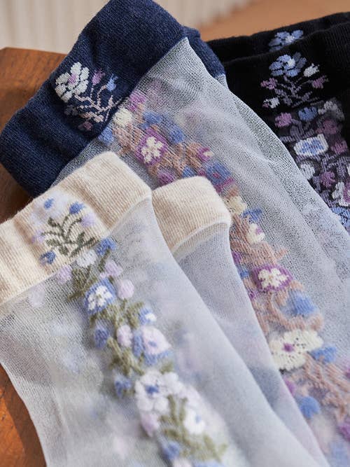 K-Wonderland – Meias - Mulher por atacado – Meias Vintage Flower Sheer7