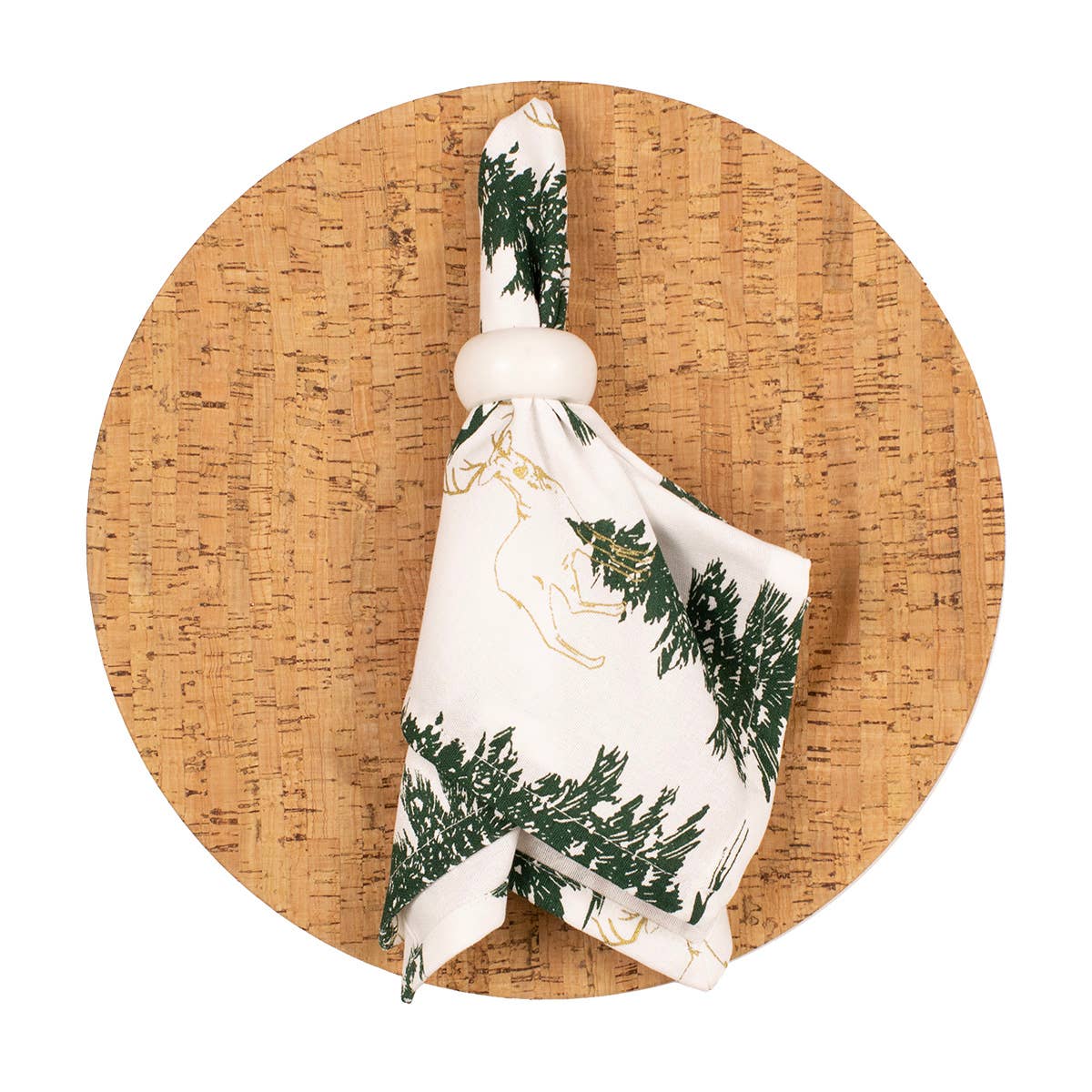 The Royal Standard - Vendita all'ingrosso Tovaglioli da tavola in stoffa - Tovagliolo Winter Wonderland   Bianco/Verde/Oro   18x181