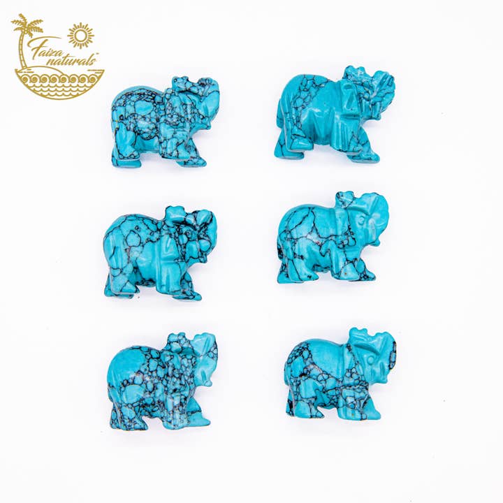 Faiza Naturals - Wholesale Decorative Figurine - Turquoise Elephant Figurine (Hand Carved)