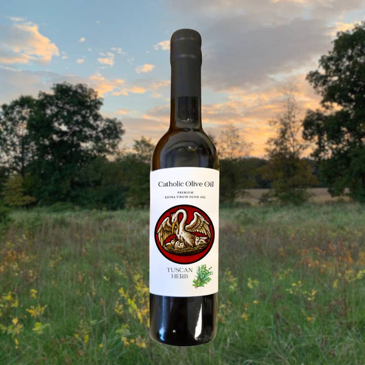 Mother Pelican Tuscan Herb Olive Oil for wholesale by Catholic Olive OIl