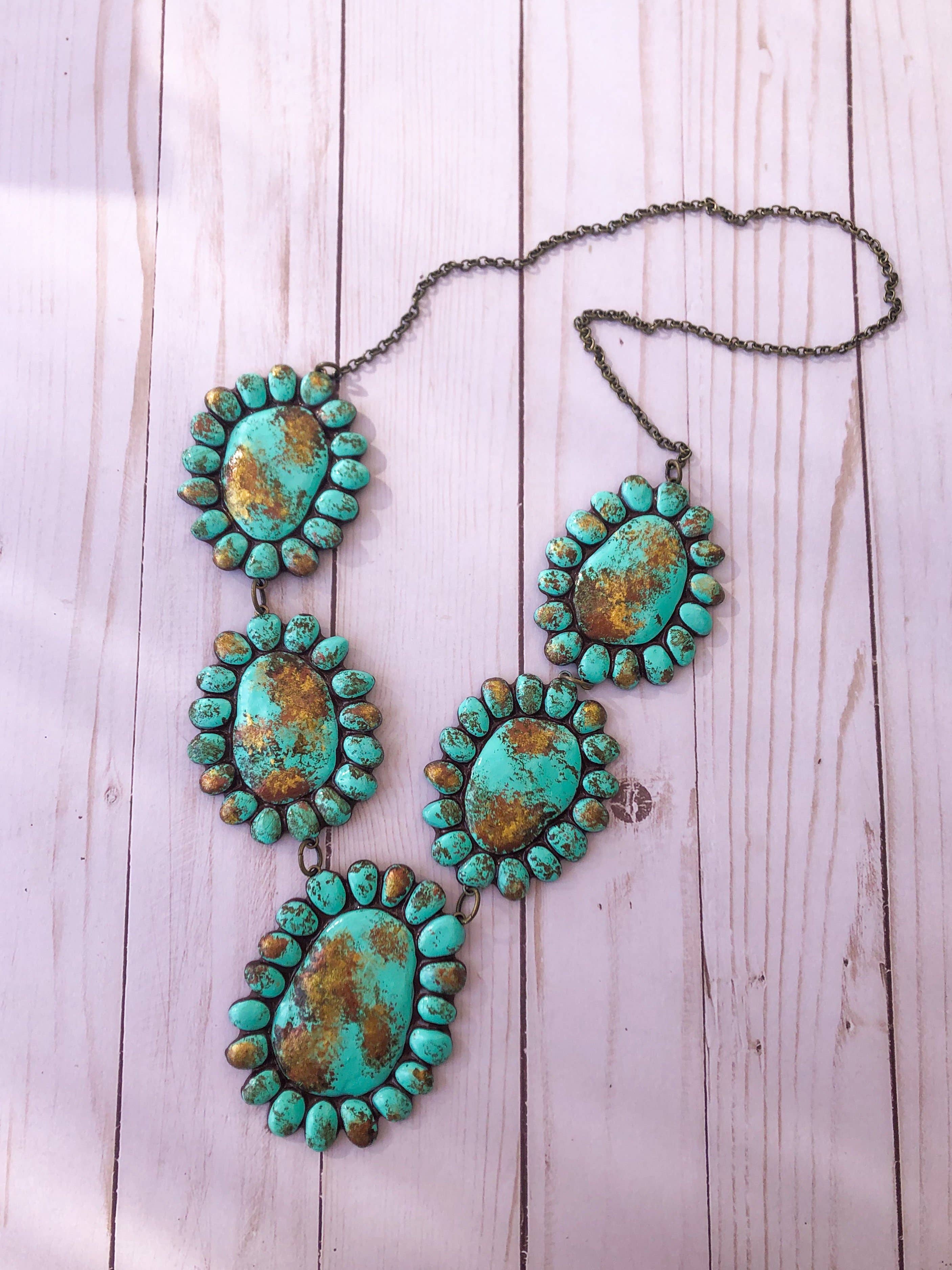 Nomadic Brunette - Wholesale Pendant/Charm Necklace - Kingston Necklace- Turquoise Stone Western Handmade Clay1
