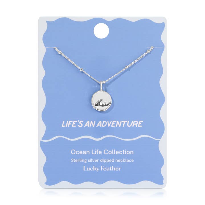 Ocean Life Necklace - Sterling Silver-Dipped - Wave for wholesale by Lucky Feather