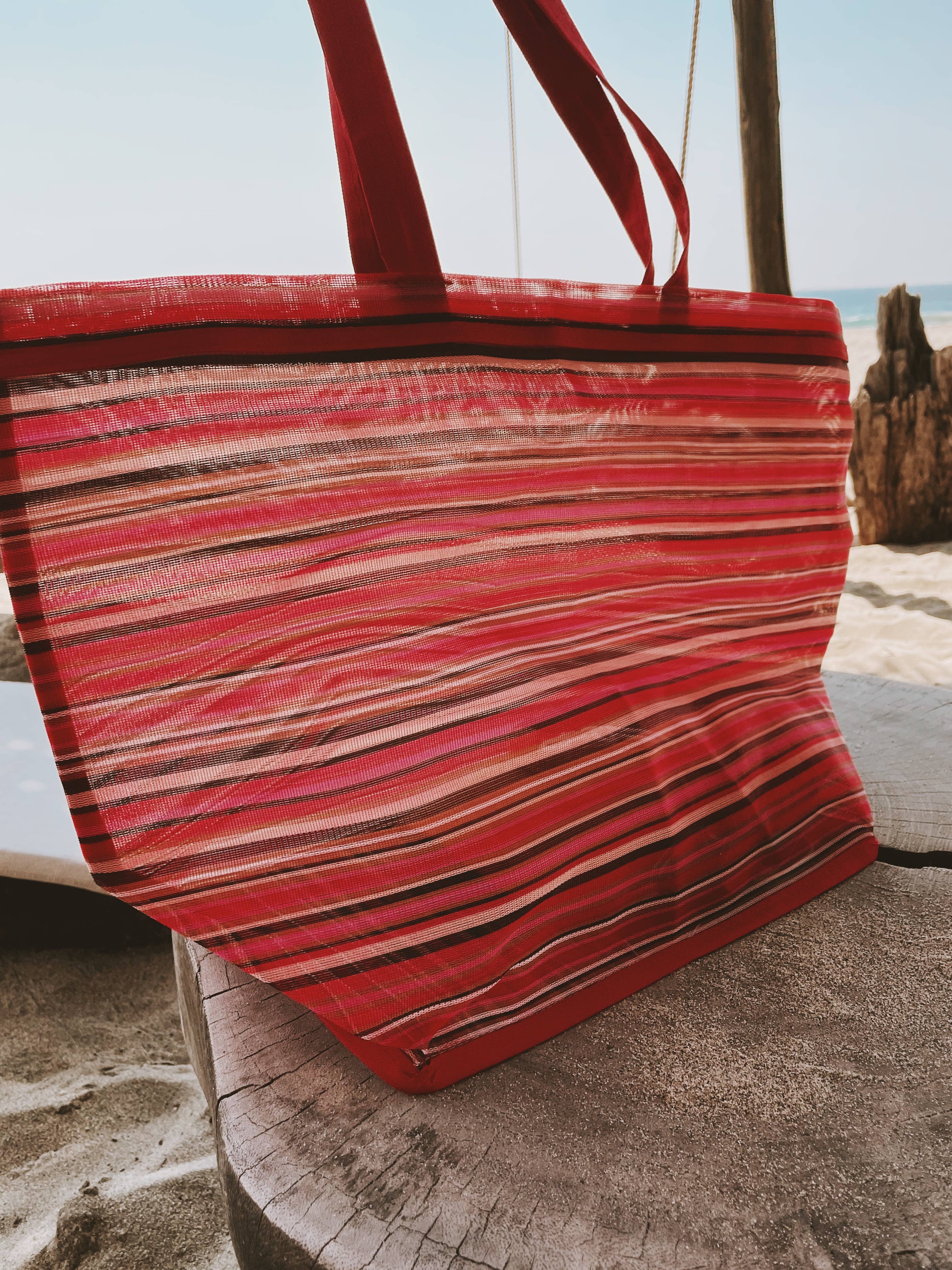 Pura Vida - Vendita all'ingrosso Borsa da spiaggia - Borsa da spiaggia in tessuto con cinturino in plastica 15x20 pollici16