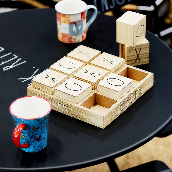 DesignStyles Home - Wholesale Board Game - Rae Dunn Wooden Decorative Tic Tac Toe Board Game