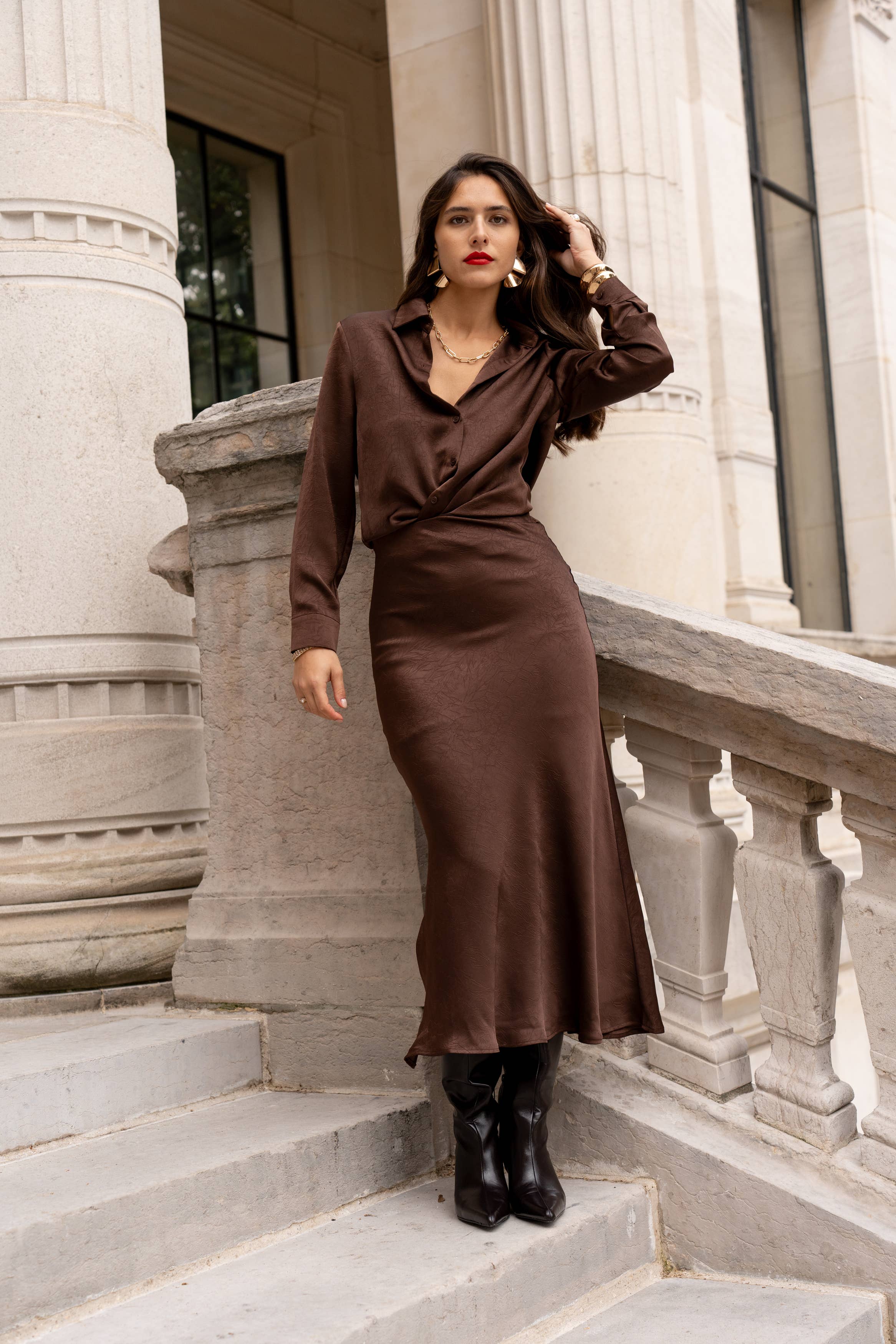 LULUMARY - Vente Jupe – femme - Jupe satinée SK8568