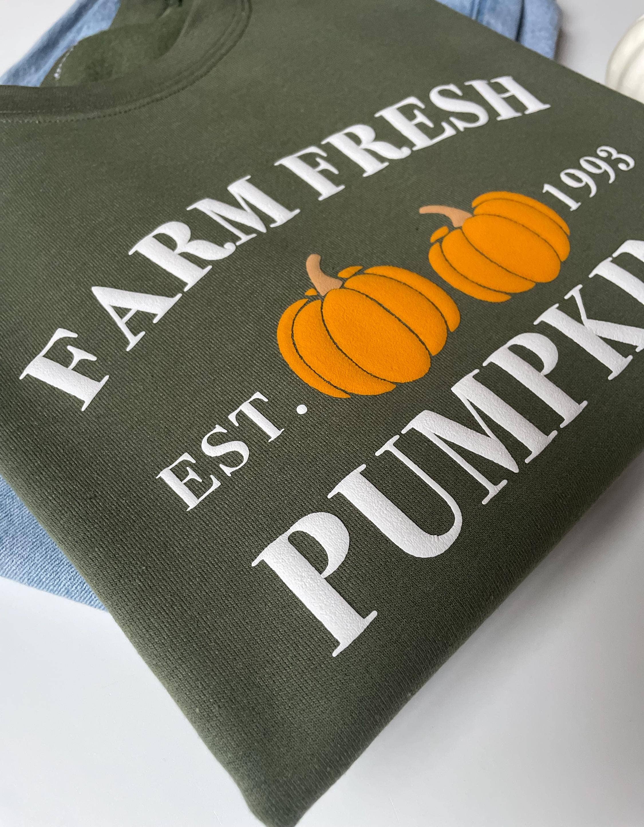 Military Green Embossed Farm Fresh Pumpkins Womens Sweatshirt for wholesale on Faire3
