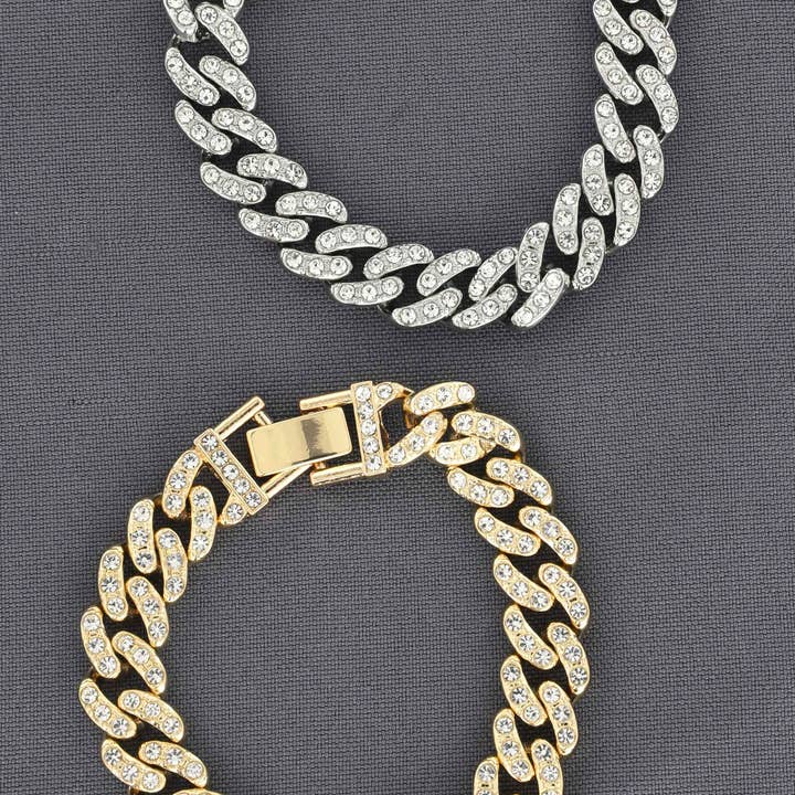 SP Sophia Collection - Wholesale Link & Chain Bracelet - Rhinestone Pave Cuban Link Chain Bracelet
