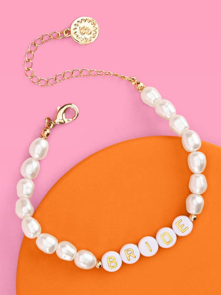 Beaded Bride Pearl Bracelet, Bachelorette, Bridal Gift for wholesale by xo, Fetti