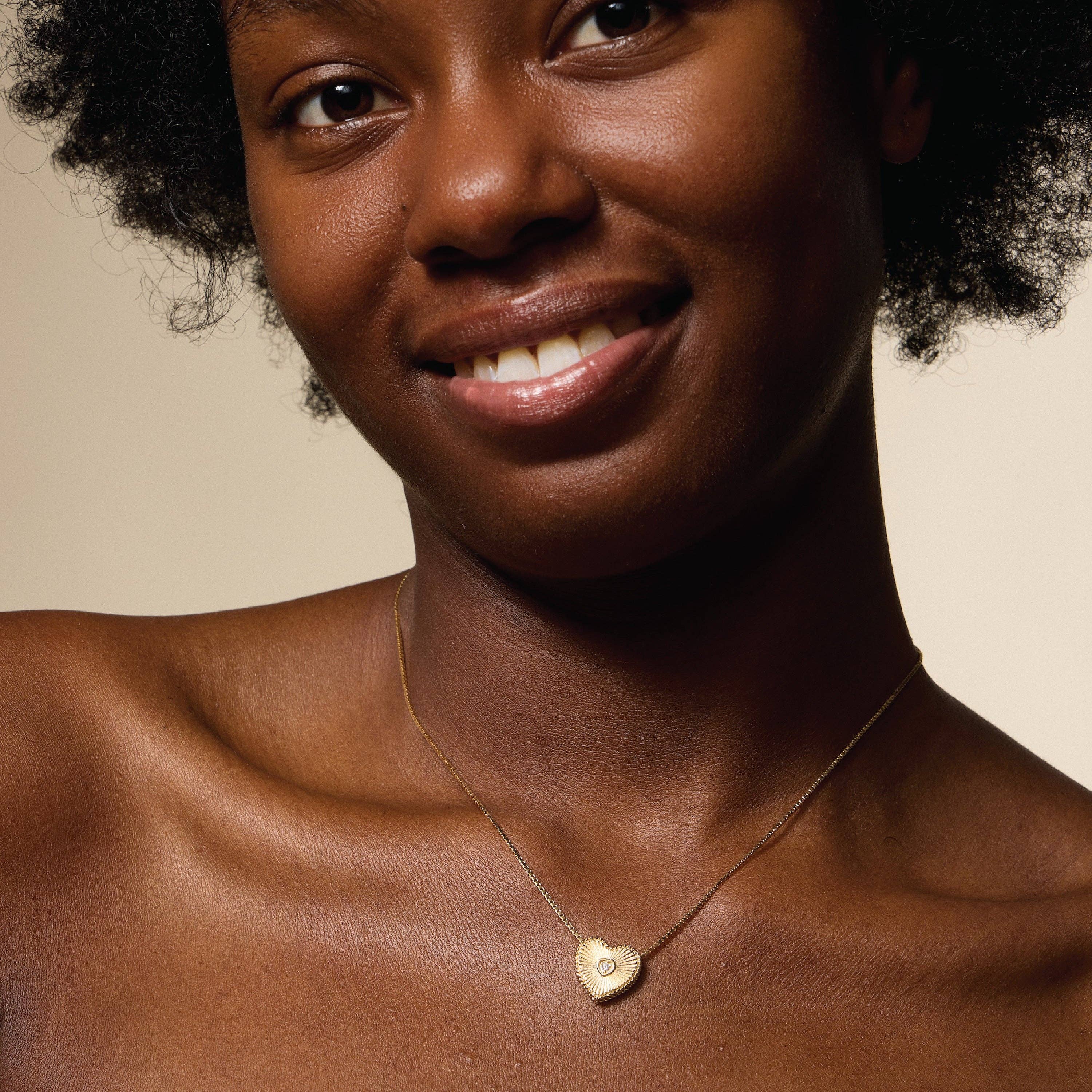 GD Gold Filled Heart Locket Necklace with Cubic Zirconia Accent for wholesale on Faire3