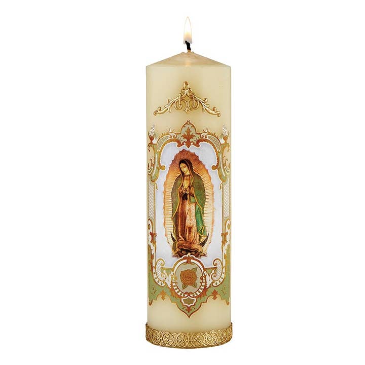 Christian Brands Church Supply - Wholesale Pillar Candle - Vintage Candle- OL Guadalupe