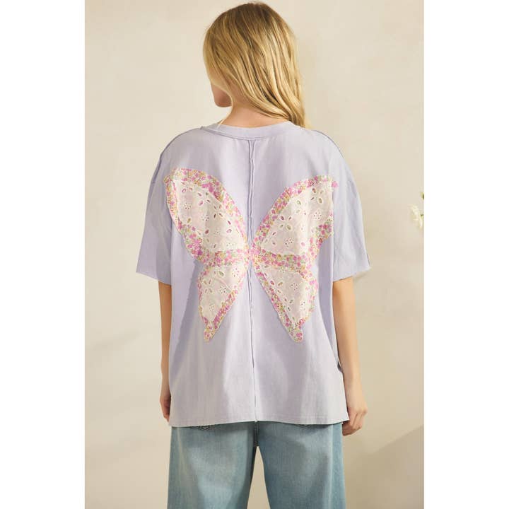 BUTTERFLY BLOOM BACK PATCH TEE (ST7781) for wholesale by Sage + Fig