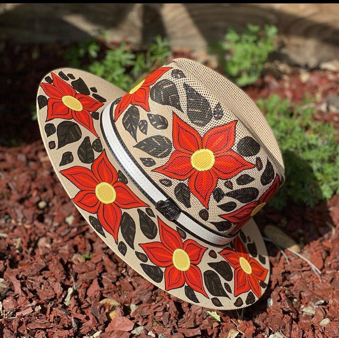 GMCE Global Trading, LLC - Wholesale Fedora - Unisex - Floral Hand-Painted Palm Straw Fedora Hat 11