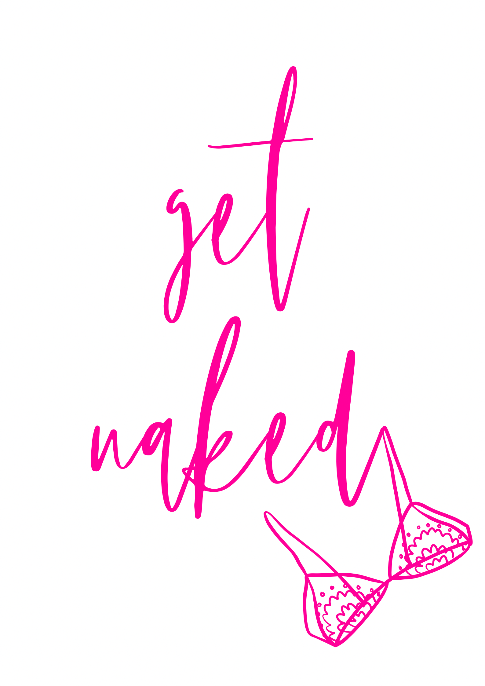 Dottie Wombat - Wholesale  - Get naked A5, A4, A3 funny bathroom poster  Wall Art | typography print monochrome or pink2