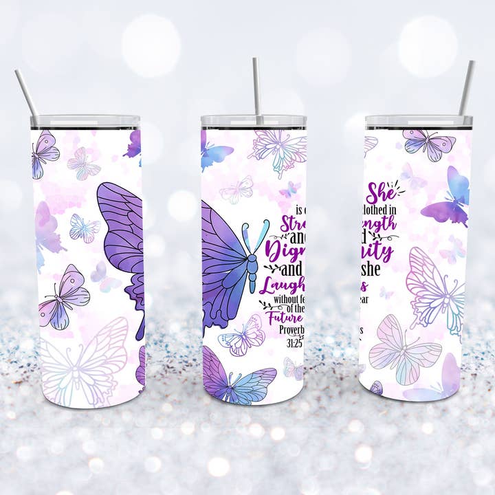 She Is Clothed In Strength and Dignity Tumbler for wholesale by Beyond Bayside