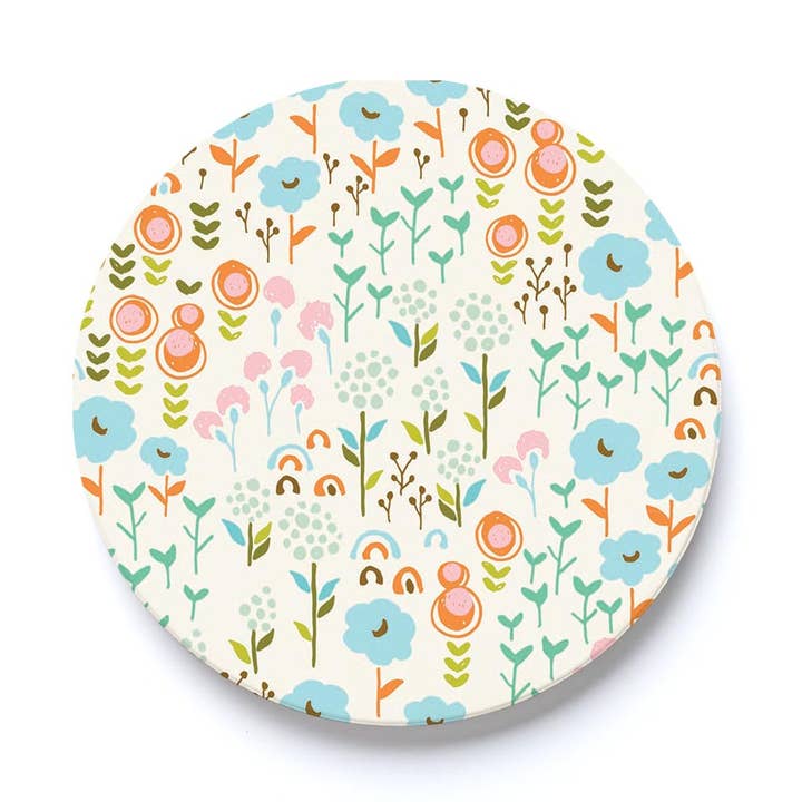 Car Coaster-Bright Whimsical Floral Pattern for wholesale by Clairmont & Co