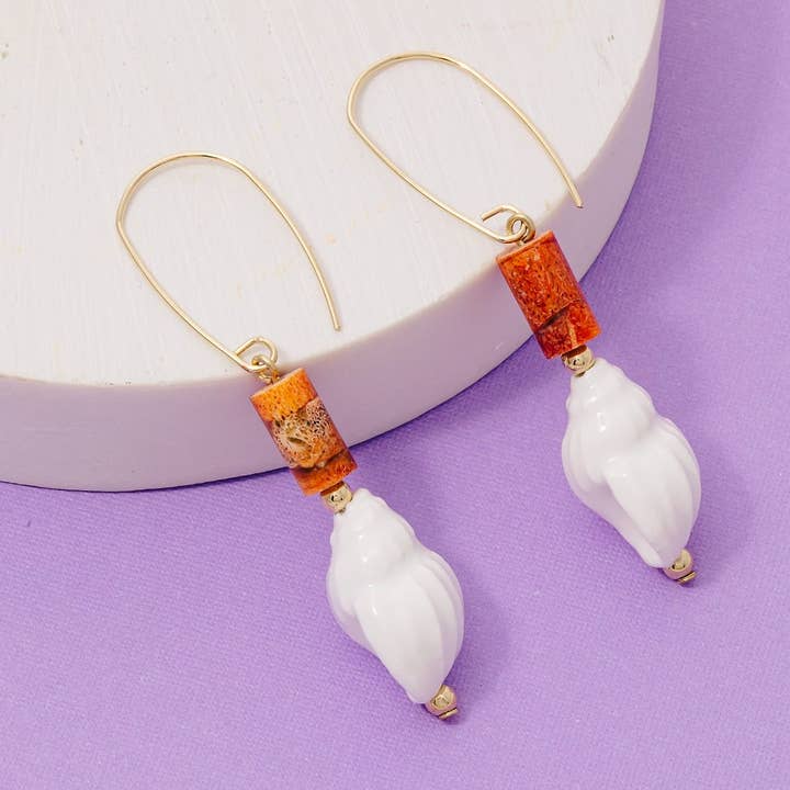 Sea Life Seashell Drop Earrings for wholesale by Fame Accessories