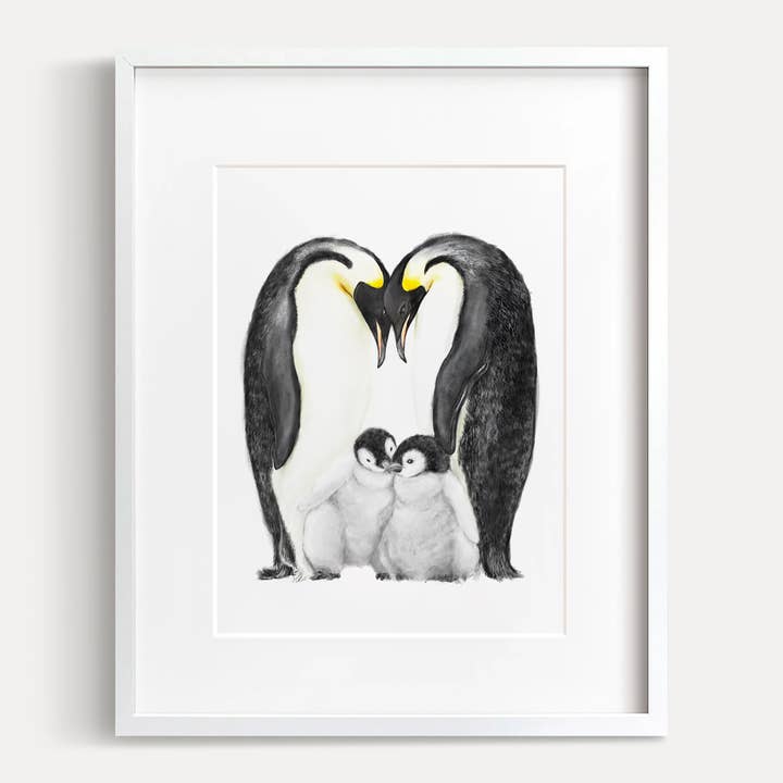 Pingvin kunsttryk | Twins Room Decor | Familie på fire for engroshandel hos Triple Studio