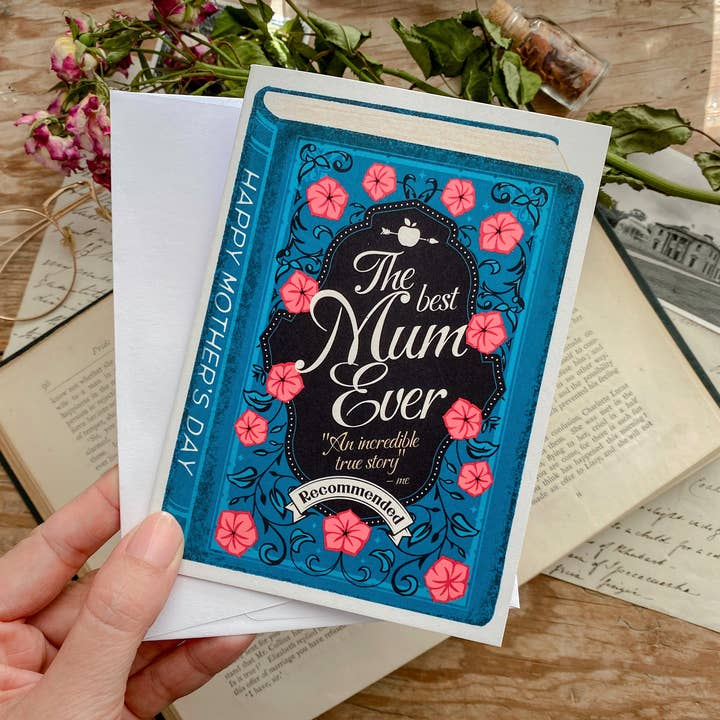 Book Greeting Card "Best Mum Ever" Mother's Day Card for wholesale by Literary Craft Parlour