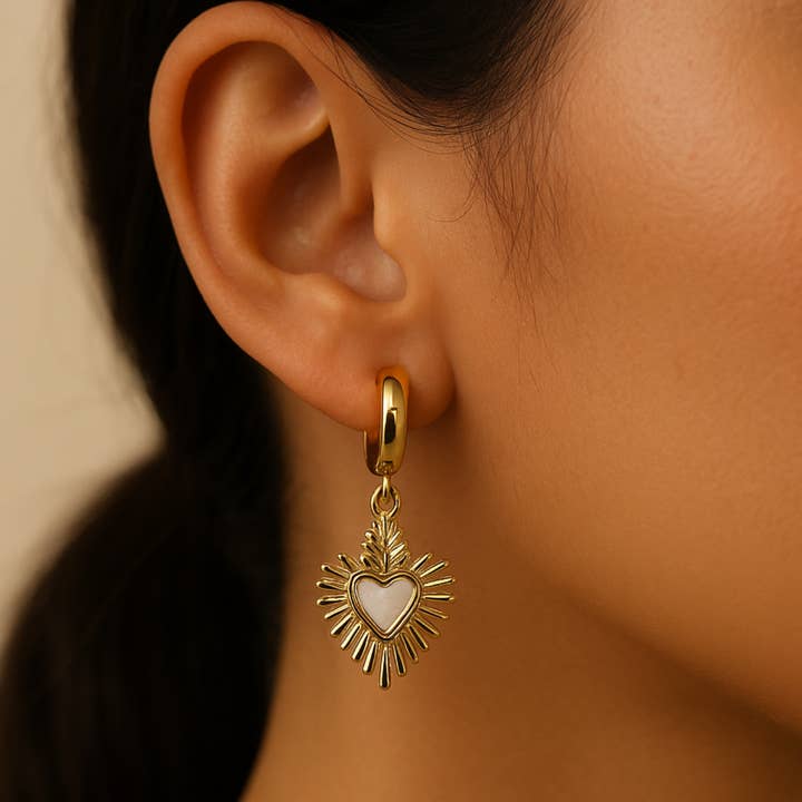 PHOEBE´S - Wholesale Dangle Earrings - Sacred Heart Earrings with Mother-of-Pearl0
