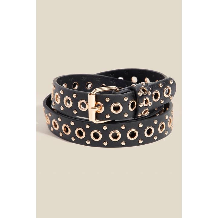 Studs And Grommet Faux Leather Belt for wholesale by Anarchy Street