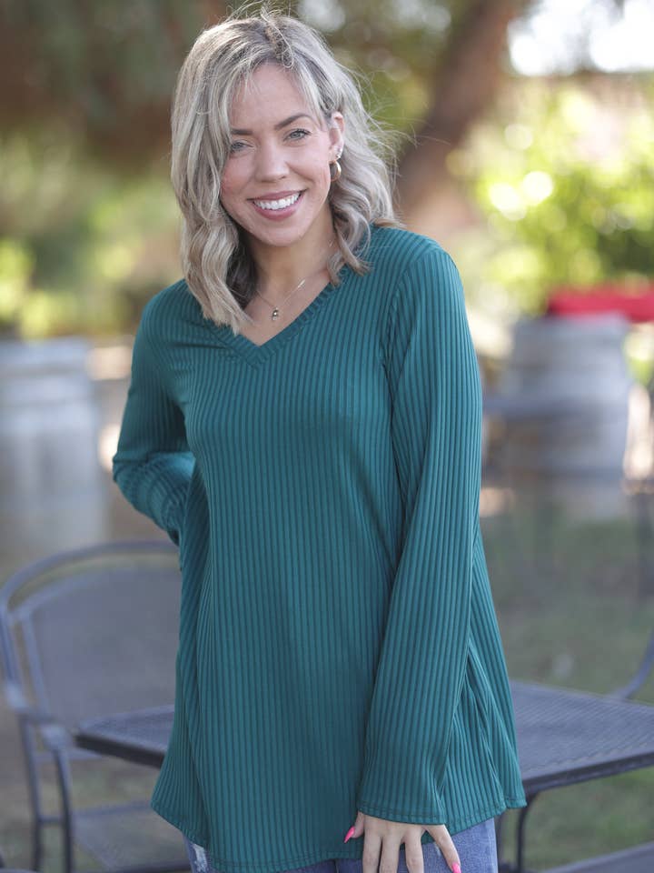 Subtly Striped Long Sleeve Top for wholesale by Boutique Simplifed