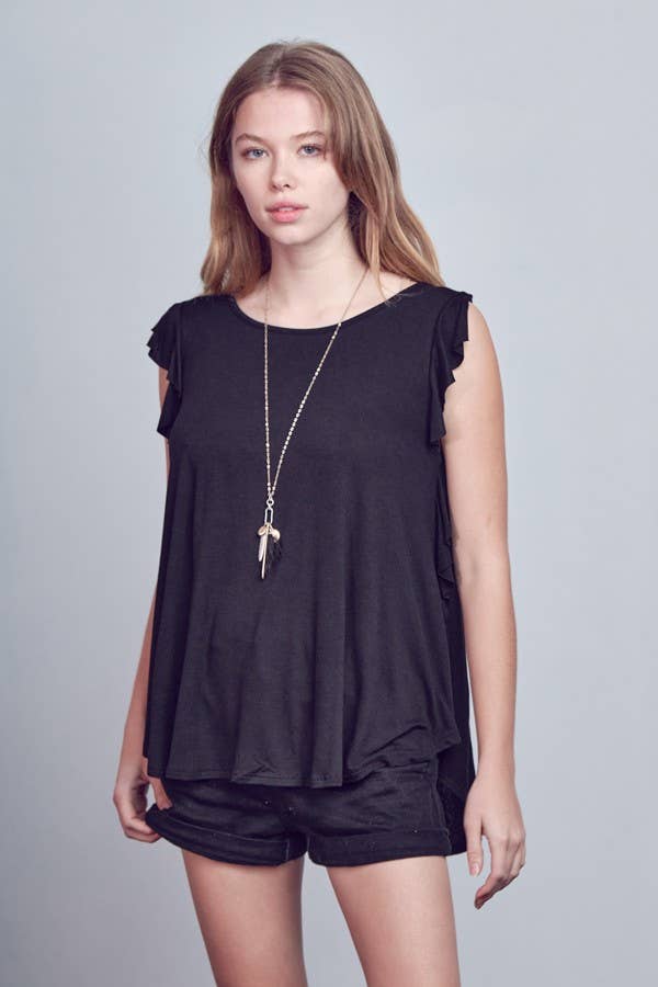 JADE BY JANE - Wholesale Tunic - Women's - Sleeveless Ruffle Top - KRT10372