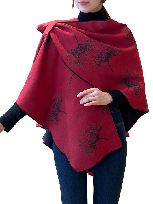 Red / Black Ginkgo Loop Wrap for wholesale by Winding River