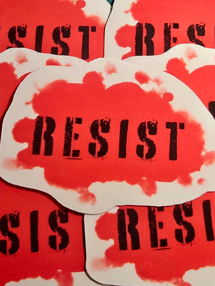Resist Sticker // glitter or glossy for wholesale by Femmearchist