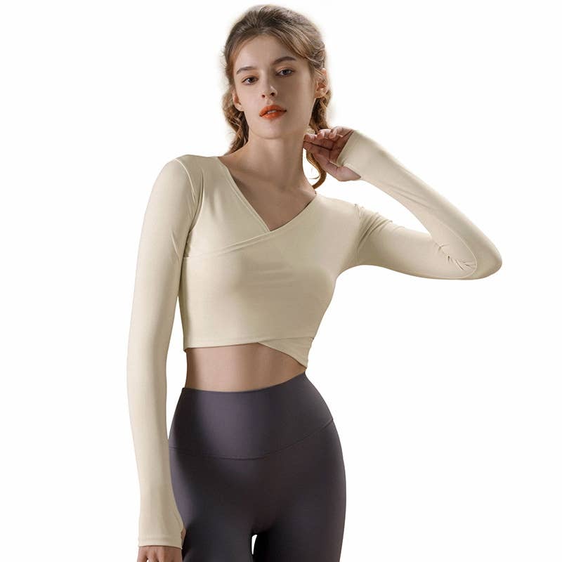 ELKLENS – wholesale Athletic top – Women′s – Lulu Cross Short Yoga Long Sleeve8