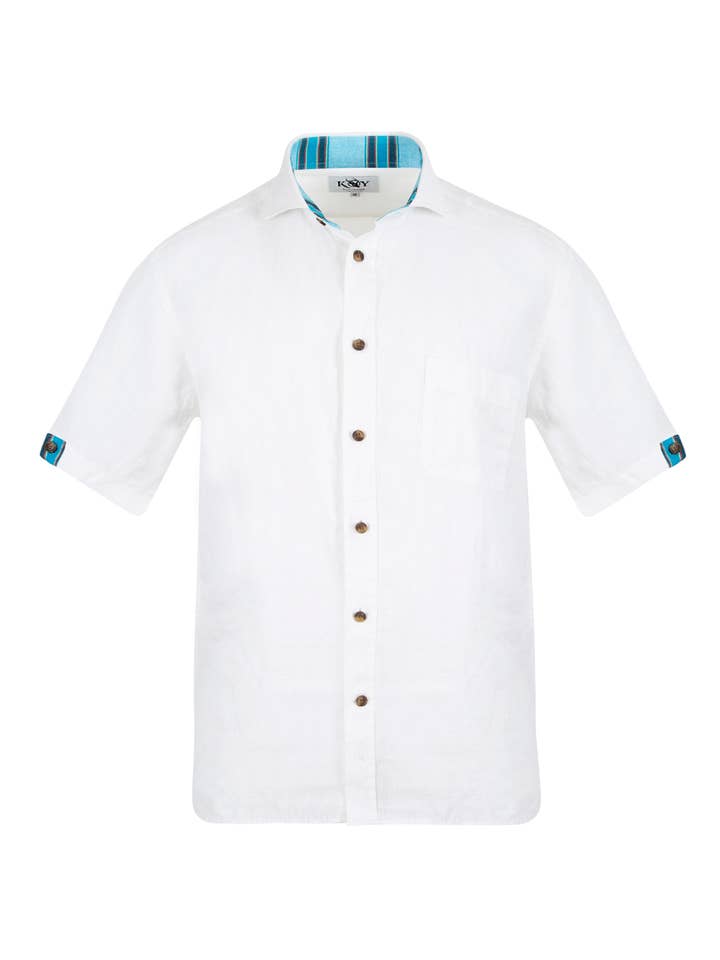 KOY CLOTHING - Venta al por mayor Camisa con botones - Hombre - Camisa blanca de lino de manga corta