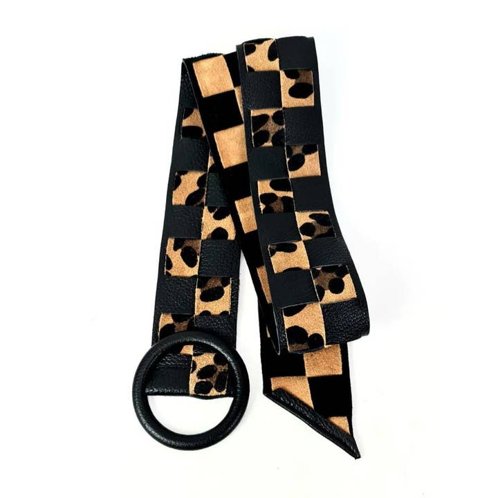 Chenson & Gorett - Wholesale Belt – Women's - Braided Italian Leather Belt with Suede and Animal Print4