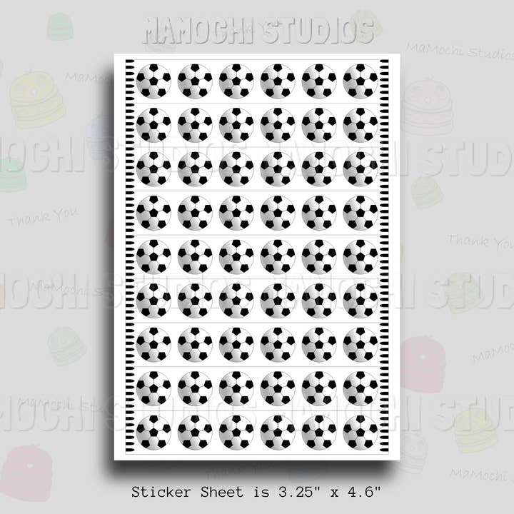 MaMochi Studios - Wholesale Sticker - Washi Tape Mini Sticker Sheet - Soccer Balls, Futbol Sports6