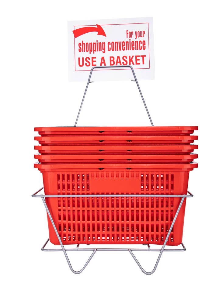 Red Shopping Baskets - Set of 12 for wholesale by Store Supply Warehouse