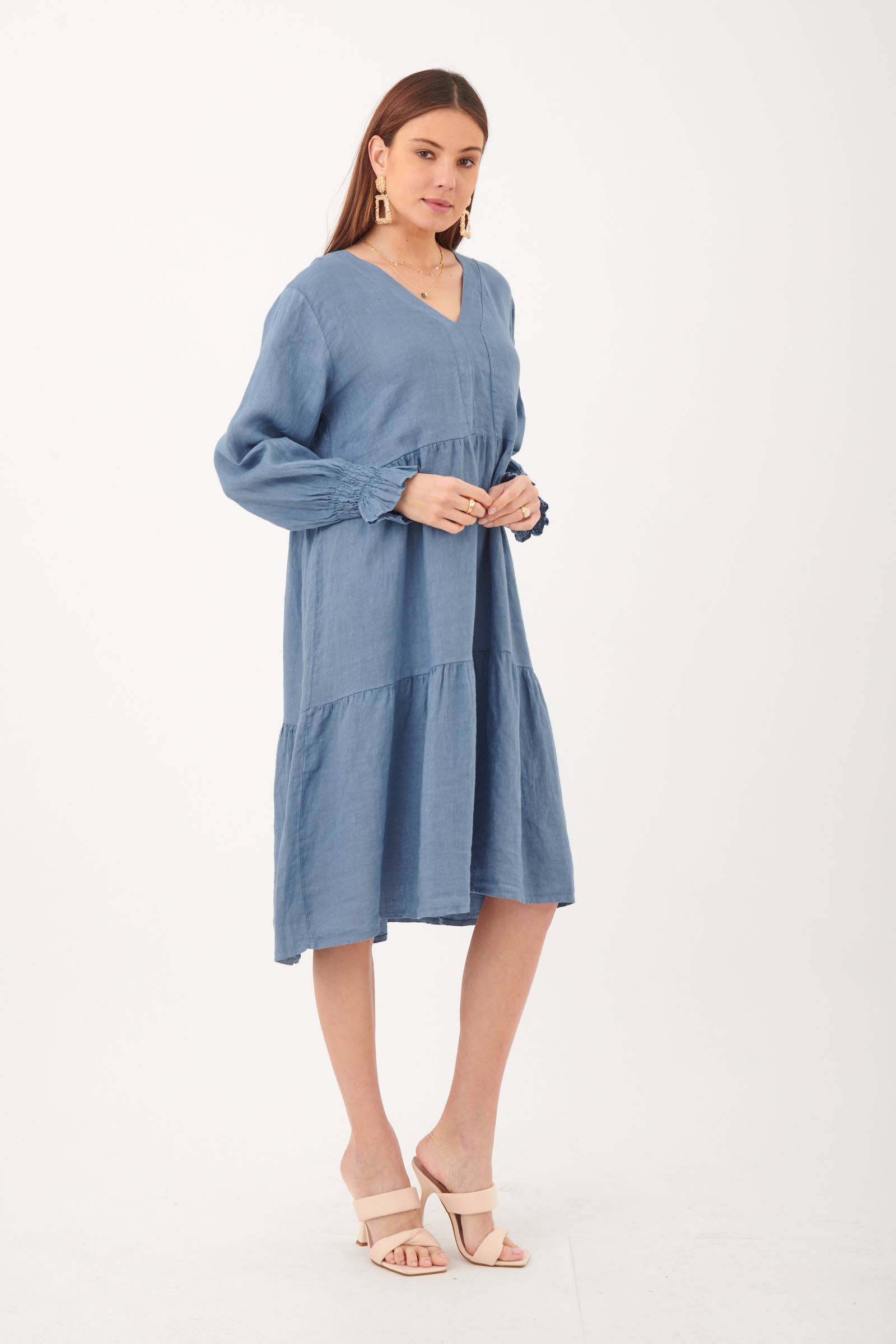 ORNELLA PARIS - Wholesale Dress - Women's - LEL-R5223 linen dress20