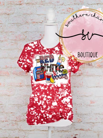 Rot-weißes und feuchtrotes T-Shirt für den Großhandel von Southern Charm Boutique