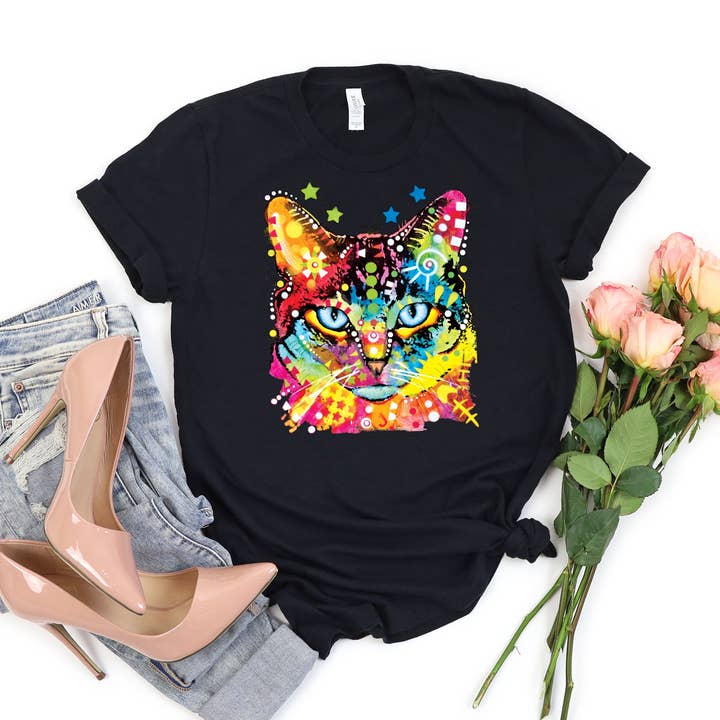 Neon Blue Eyes Cat T-shirt for wholesale by Artopia