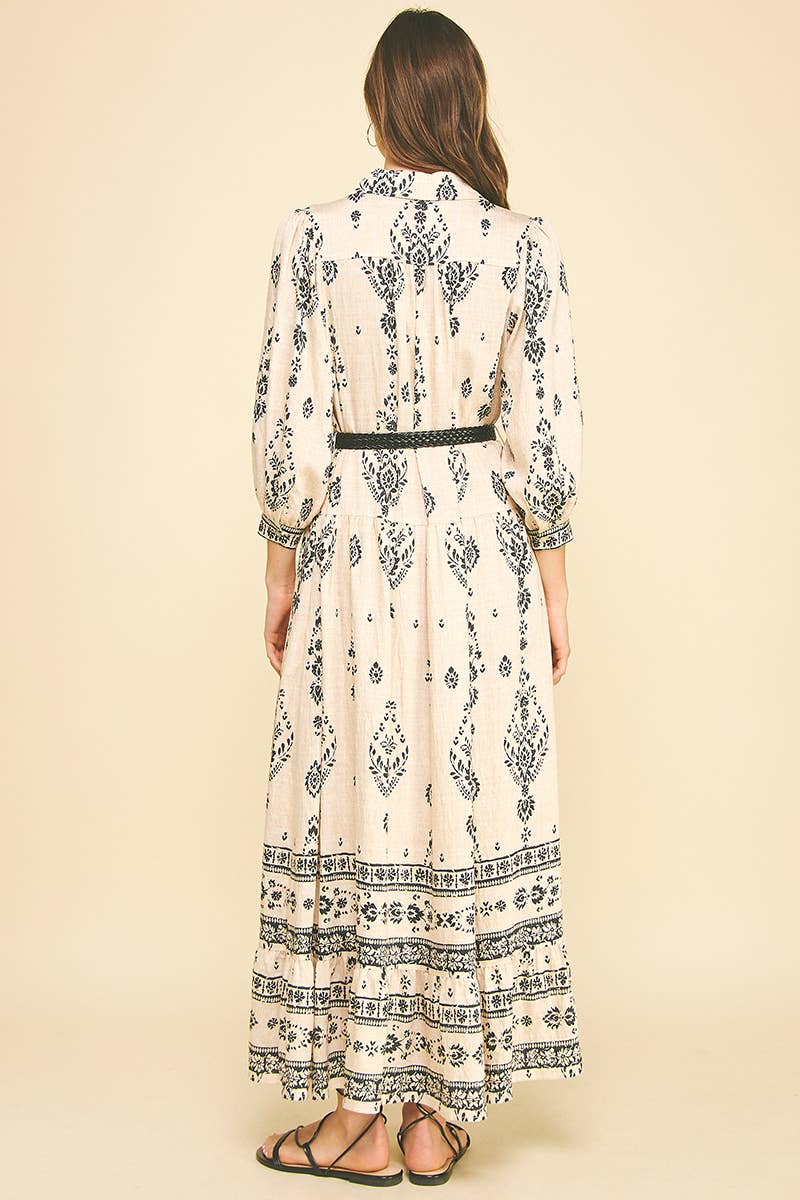 PINCH - Venta al por mayor Vestido - Mujer - VESTIDO MAXI ESTAMPADO PAISLEY CON CINTURÓN - 6424D5