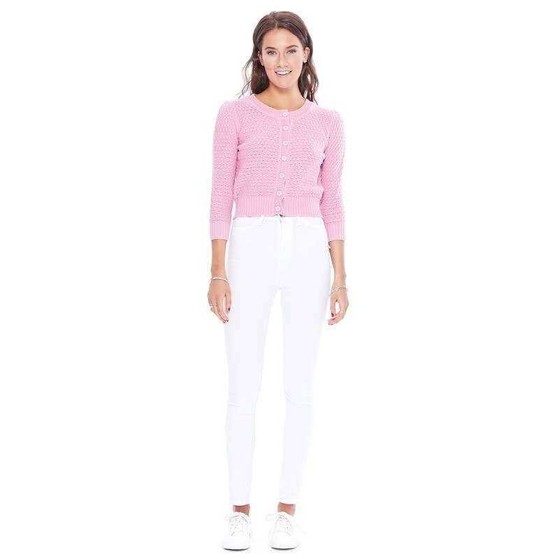 Mak – Engroshandel Cardigan - Dame – Mak 3/4-ærmet kort strikket cardigan med rund hals MK3514100